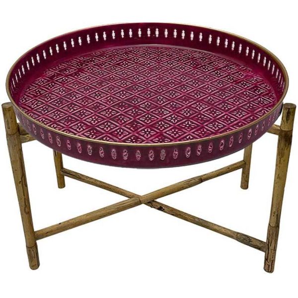 Plateau en métal avec trépied en bambou Jali 60 cm - BAZARDELUXE