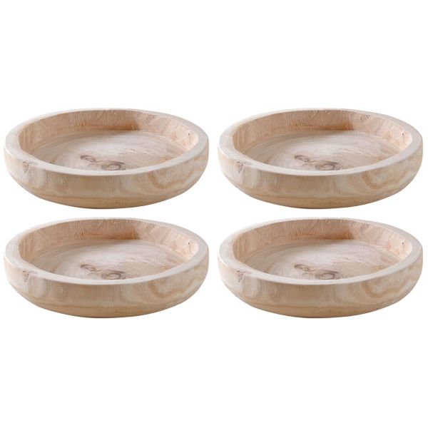 Plateau rond en paulownia (Lot de 4)