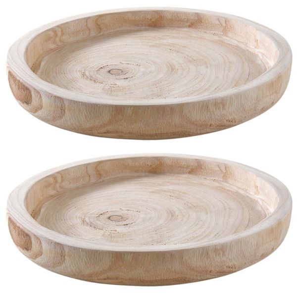 Plateau rond en paulownia (Lot de 2)