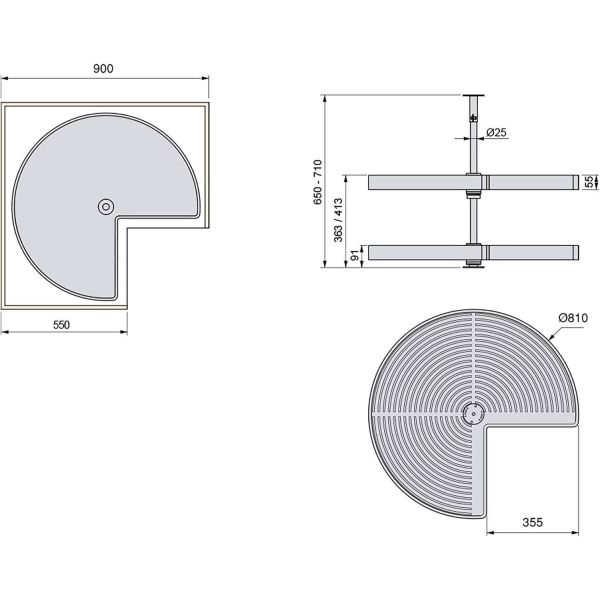 Plateau tournant blanc 2 niveaux pour module de cuisine Shelvo - EMU-0221