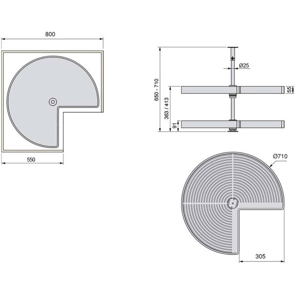 Plateau tournant blanc 2 niveaux pour module de cuisine Shelvo - EMU-0220