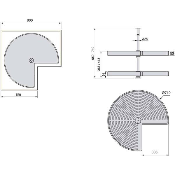 Plateau tournant blanc 2 niveaux pour module de cuisine Shelvo - EMU-0220