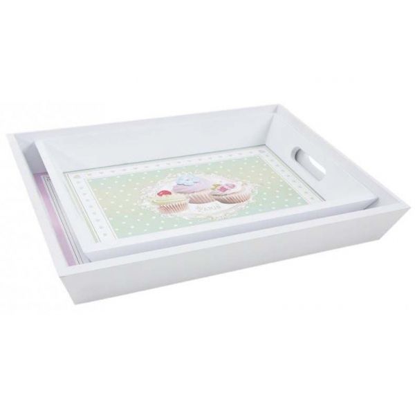 Plateaux en bois Gâteaux (Lot de 2)