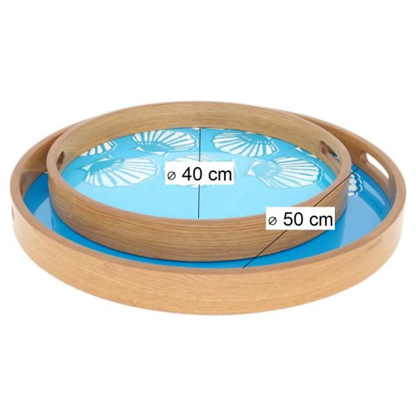Plateaux en bois émaillé Coquillages (Lot de 2) - 9