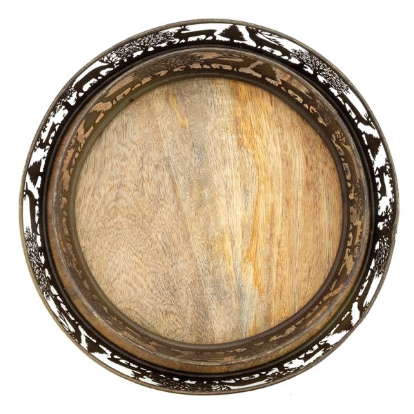 Plateaux en métal doré antique  et manguier Cerf et Biche - 39,90