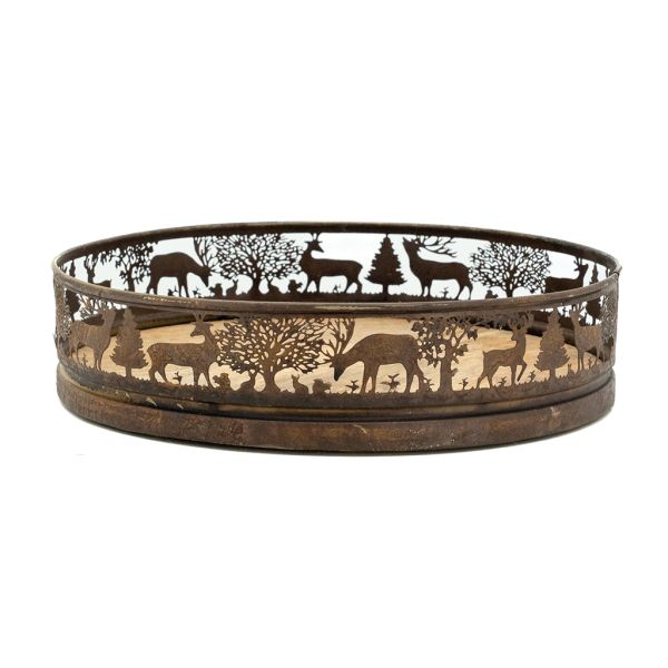 Plateaux en métal doré antique  et manguier Cerf et Biche - 6