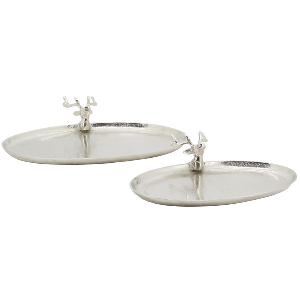 Plateaux ovales en aluminium Cerf (lot de 2)