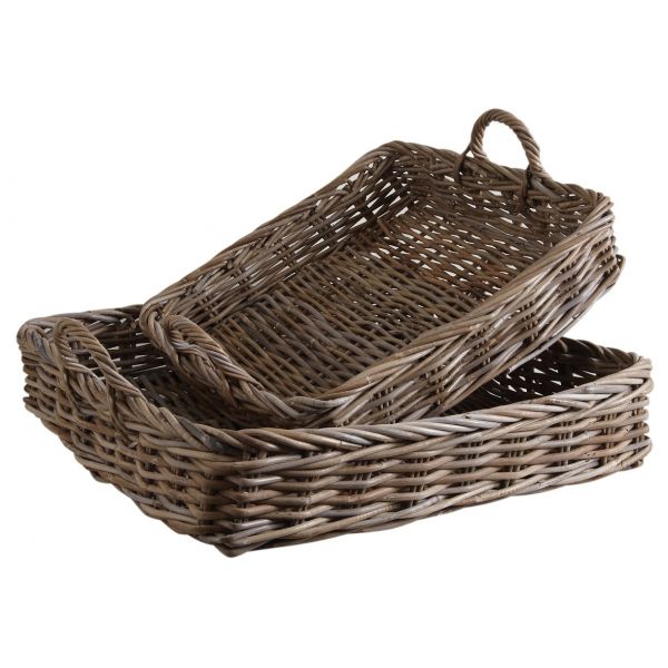 Plateaux en poelet gris (Lot de 2)