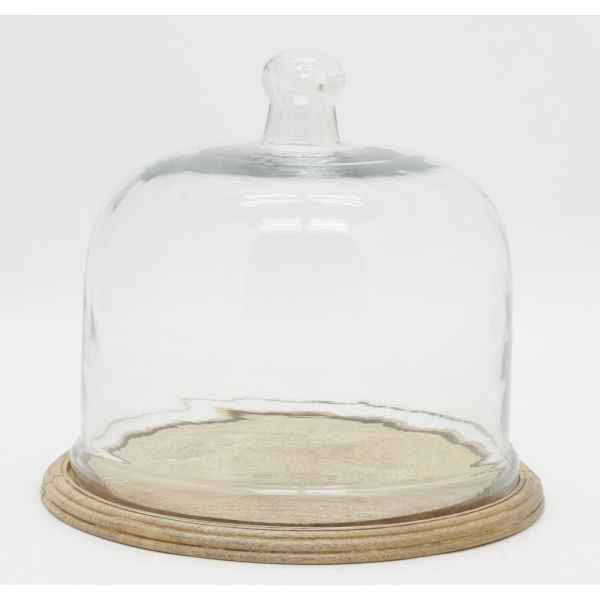 Cloches en verre + plateaux en manguier (lot de 2) - 89,90