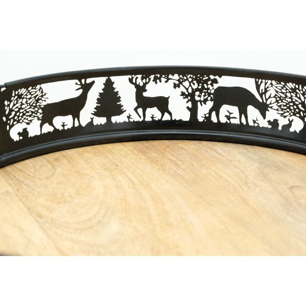 Plateaux ronds en métal et bois Cerf (lot de 2) - AUB-5997