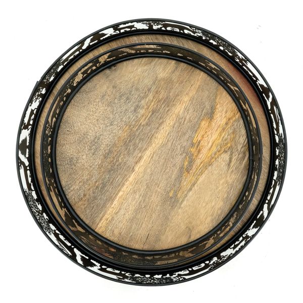Plateaux ronds en métal et bois Cerf (lot de 2) - 39,90