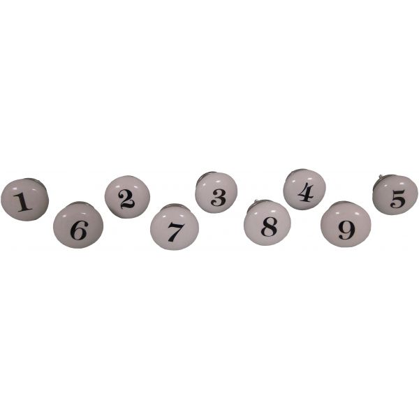 Poignées boutons numéros 1 à 9 (Lot de 9)