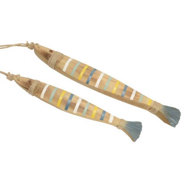 Poissons décoratifs en bois (Lot de 2)