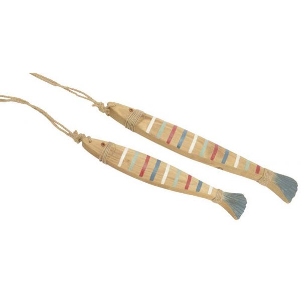 Poissons décoratifs en bois (Lot de 2)