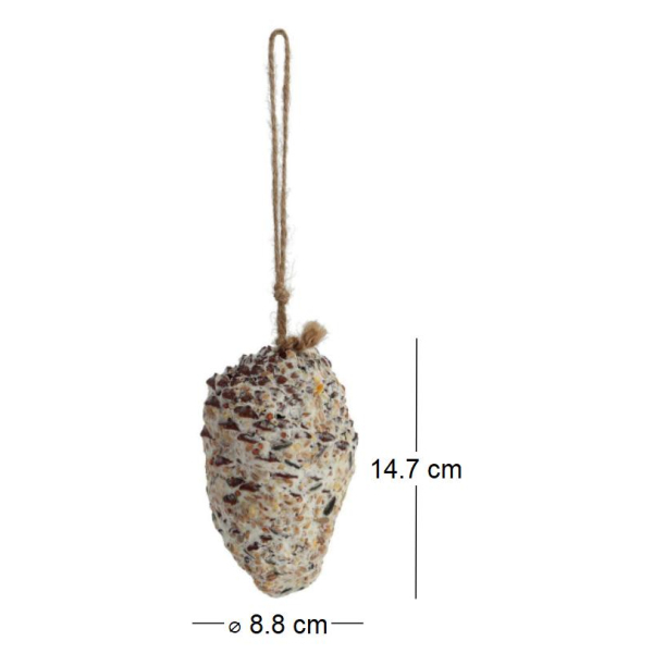 Pomme de pin fourrée de graines et graisse pour oiseaux - 2,74