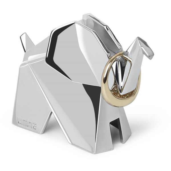 Porte-bagues éléphant chromé Origami - 7