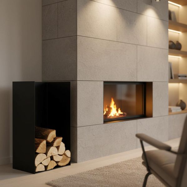 Porte-bûches en acier noir 80 cm Kielce - MAGNUS