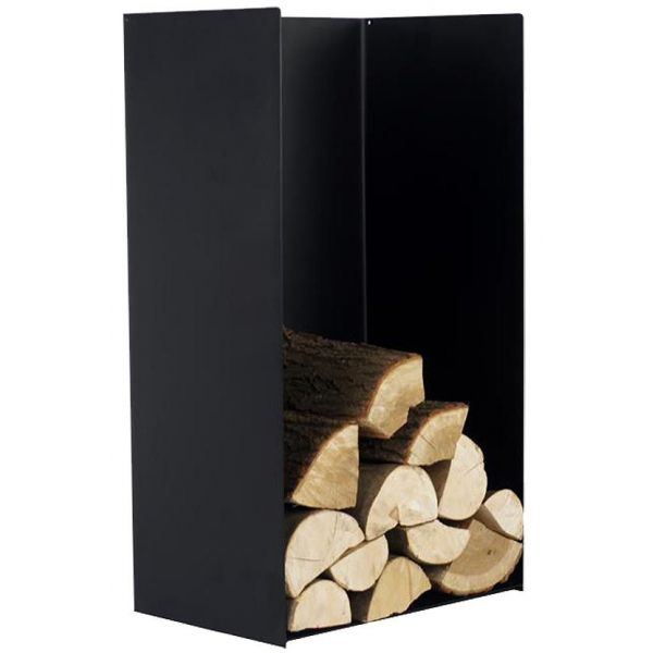 Outsunny 16 Porte-bûches de cheminée incurvé Porte-bûches de cheminée  Porte-panier de rangement en bois avec poignée, pour une utilisation en  extérieur et en intérieur, Noir 