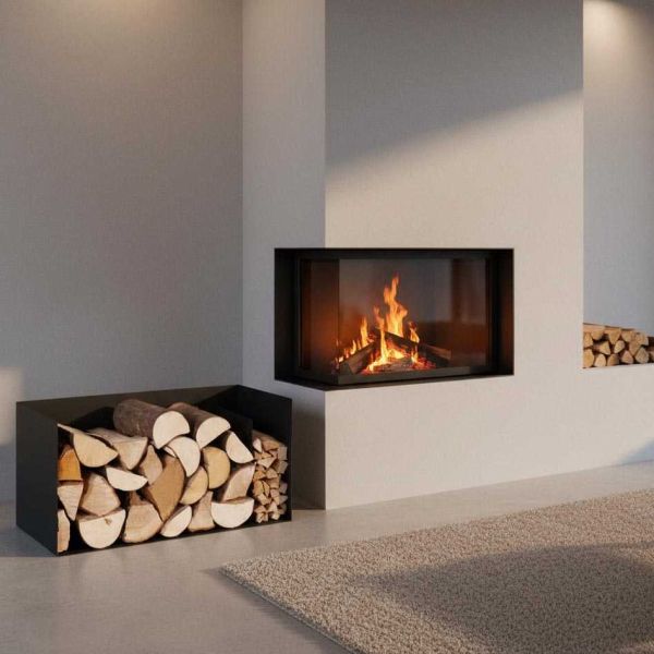 Porte-bûches compact en acier noir 70 cm Bytom - MAGNUS