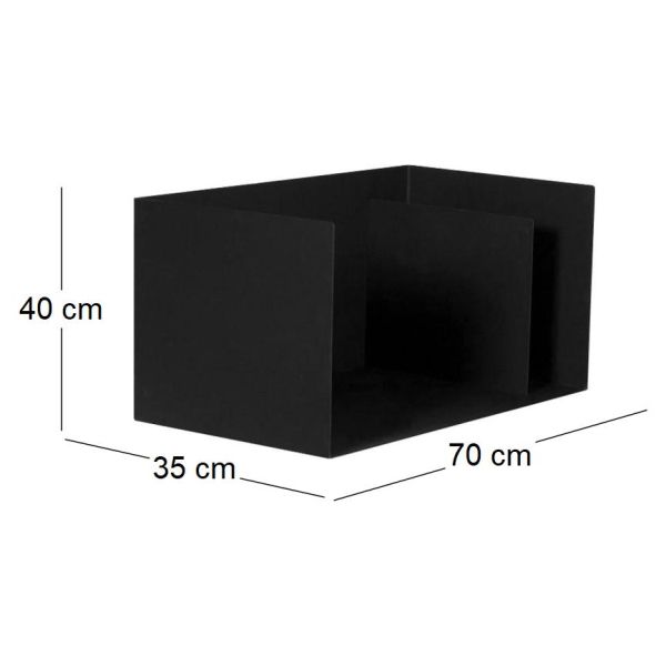 Porte-bûches compact en acier noir 70 cm Bytom - NOR-0192