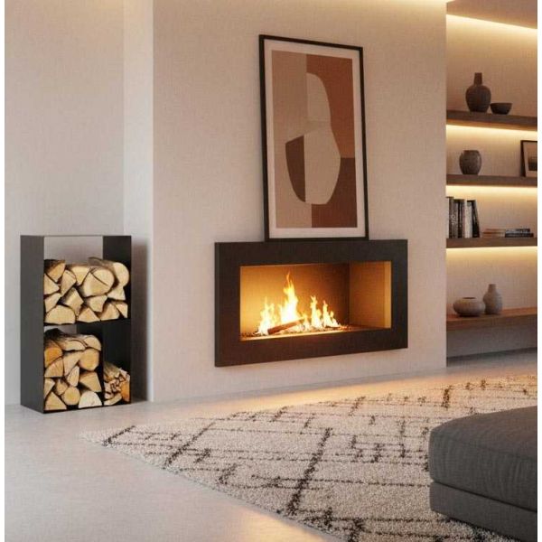 Porte-bûches design 3 cases en acier Lublin - MAGNUS