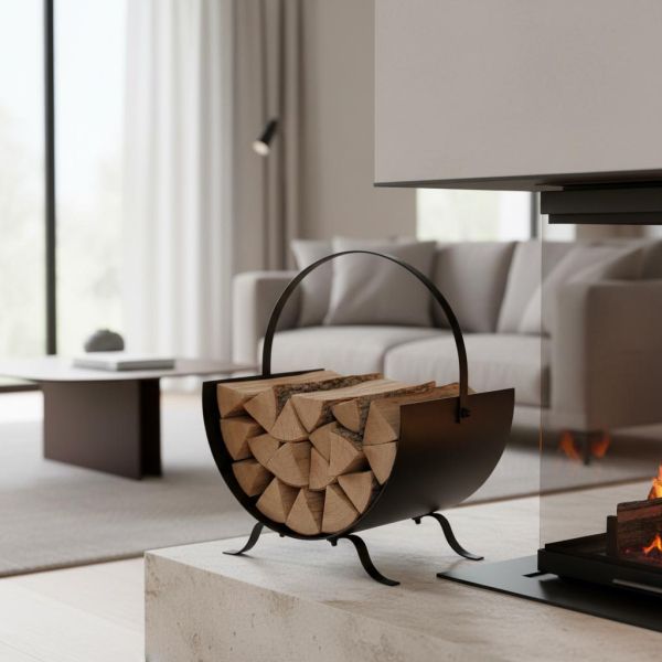 Porte-bûches design en métal noir - AUBRY GASPARD