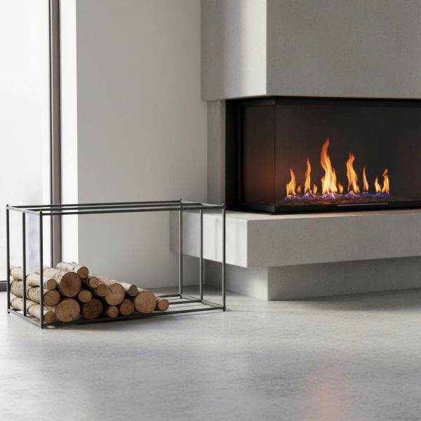 Porte-bûches horizontal en métal gris - AUBRY GASPARD