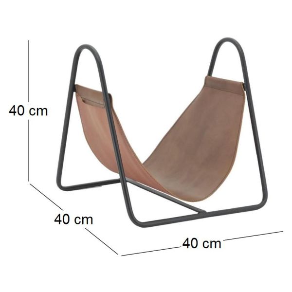 Porte-bûches en métal et cuir - AUB-6073