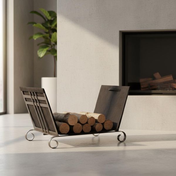 Porte-bûches en métal et jute noir - AUBRY GASPARD