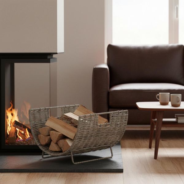 Porte bûches poelet gris Lune - AUBRY GASPARD