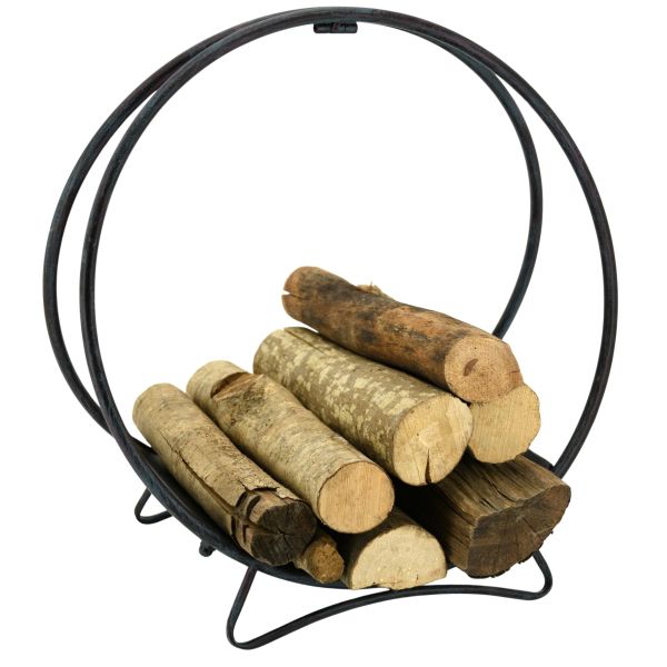 Porte-bûches rond en métal vieilli - 34,90