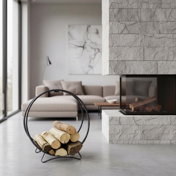 Porte-bûches rond en métal vieilli - AUBRY GASPARD