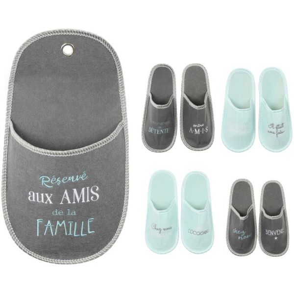 Porte chaussons invités avec 4 paires de chaussons Family