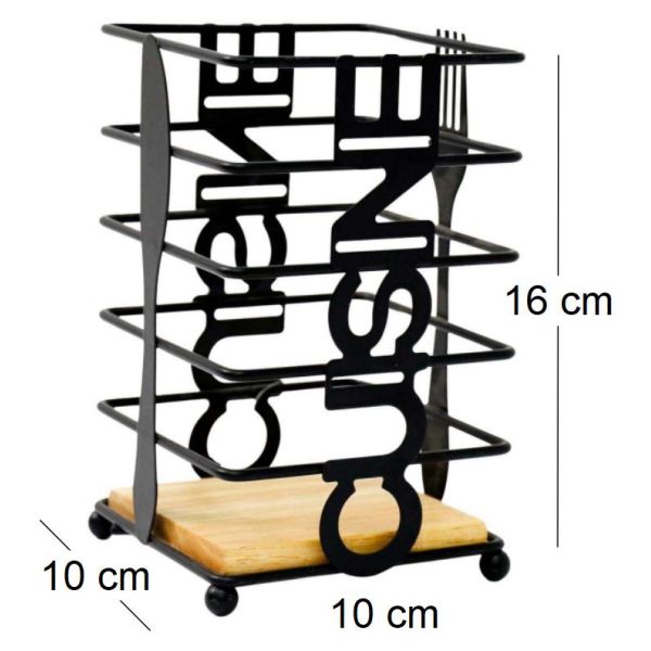 Porte-couvert en métal Cuisine 10 x 16 cm - SIL