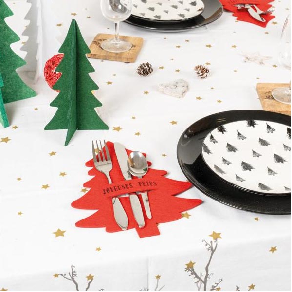 Porte-couverts de noel en feutrine (Lot de 24) - AUBRY GASPARD