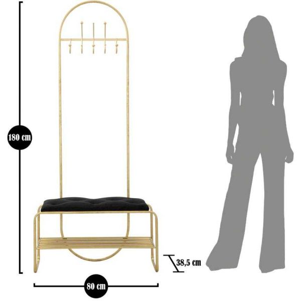 Porte manteau en métal avec banc intégré 80 x 38.5 x 180 cm - MAU-0419