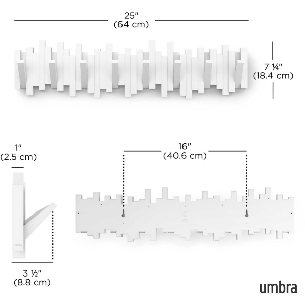 Porte manteau mural 8 crochets repliables Sticks - UMB-0779