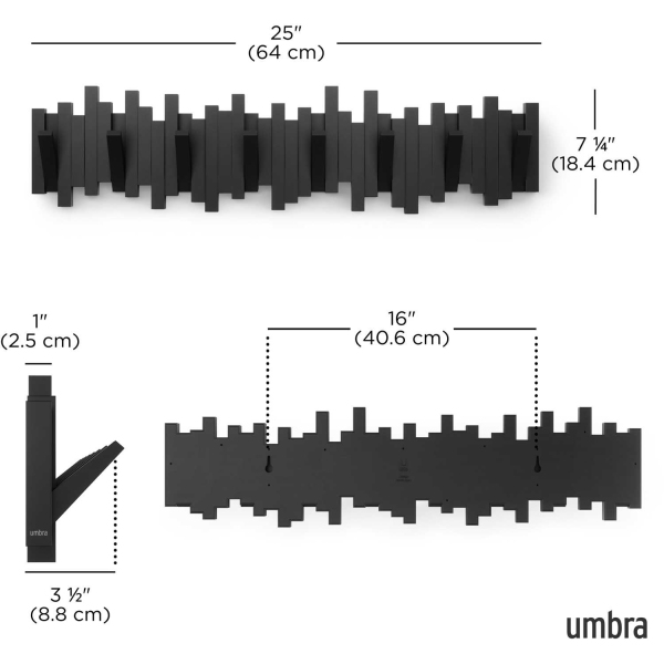Porte manteau mural 8 crochets repliables Sticks - UMB-0778