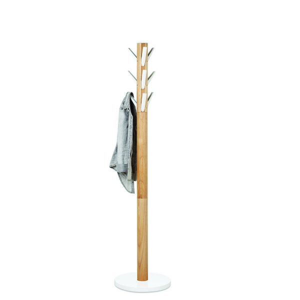 Porte-manteaux Flapper naturel 9 crochets blancs 165 cm - 209