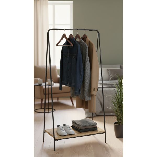 Porte-manteaux en métal et bois - 84,90