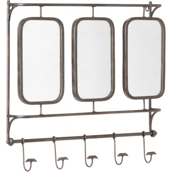 Porte manteaux triple miroirs en métal