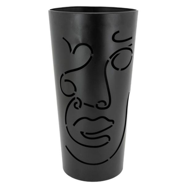 Porte-parapluie en métal noir Visage - AUB-6649