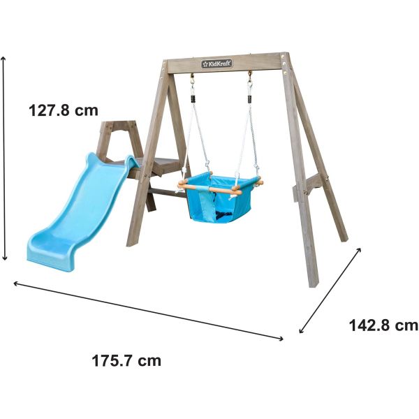 Portique balançoire et toboggan en bois First Play - KID-0391