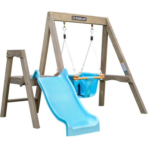 Portique balançoire et toboggan en bois First Play