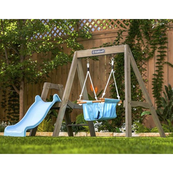 Portique balançoire et toboggan en bois First Play - 299