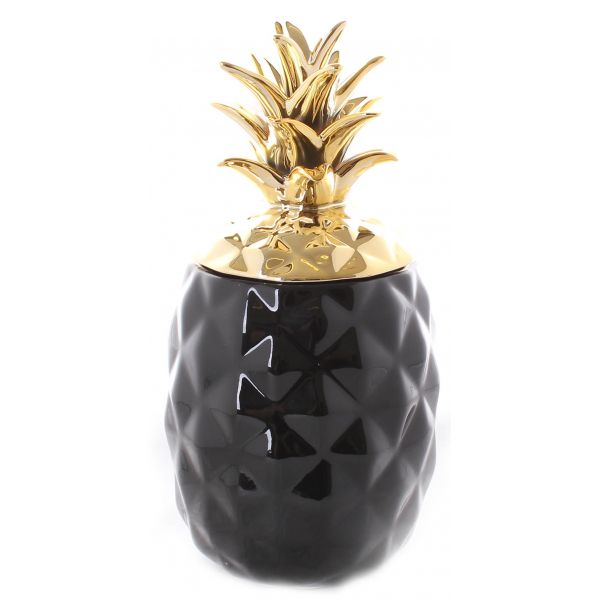 Pot ananas noir et doré 27 cm