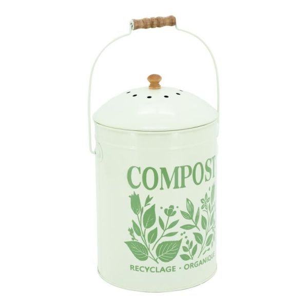 Pot à compost en métal beige