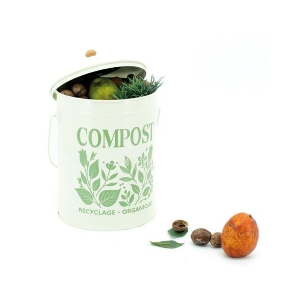 Pot à compost en métal beige - 5