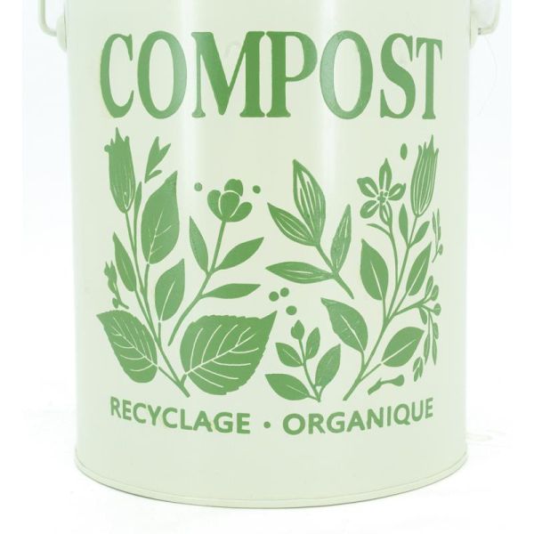 Pot à compost en métal beige - AUB-7199