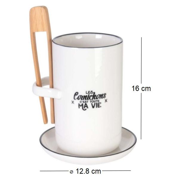 Pot à cornichon avec soucoupe et pince - 7